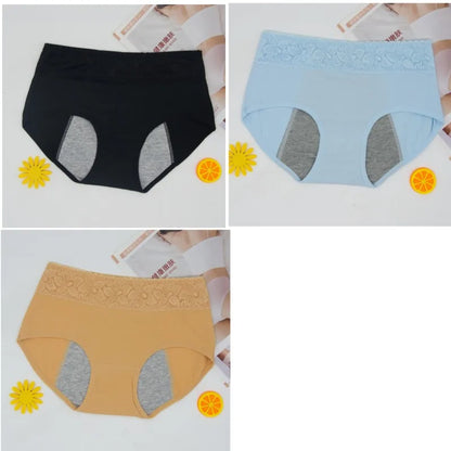 3 Pcs Women's Cotton Briefs Menstruation Underwear Leak Proof Sanitary  With Menstrual Bamboo Fancy Low Waist Slimming Panties