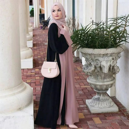 Ramadan Eid Muslimischen Abaya Dubai Luxus Spleißen Gefälschte Zwei Stücke Abayas Für Frauen Kaftan Modest Kleid Islam Kaftan Marocain Femme.