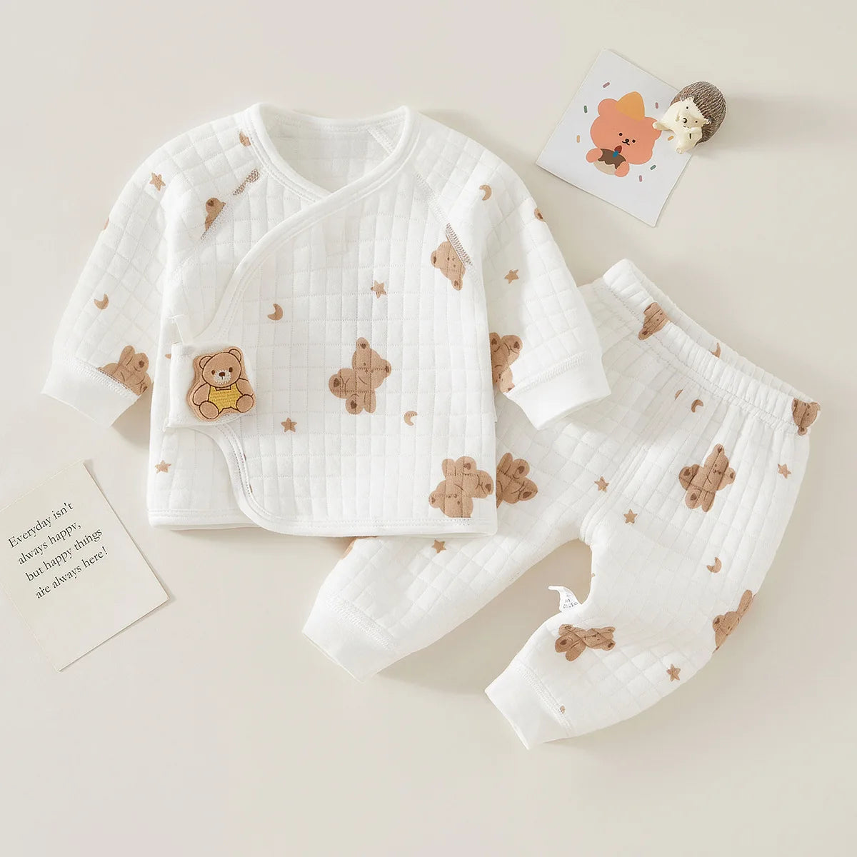 Autumn Winter Thermal Underwear Suit Baby Clothing Sets Boys Girls Pajama Sets Baby Warm Sleepwear Cartoon bear Kids Clothes.