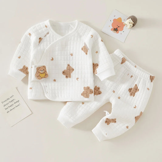 Autumn Winter Thermal Underwear Suit Baby Clothing Sets Boys Girls Pajama Sets Baby Warm Sleepwear Cartoon bear Kids Clothes.