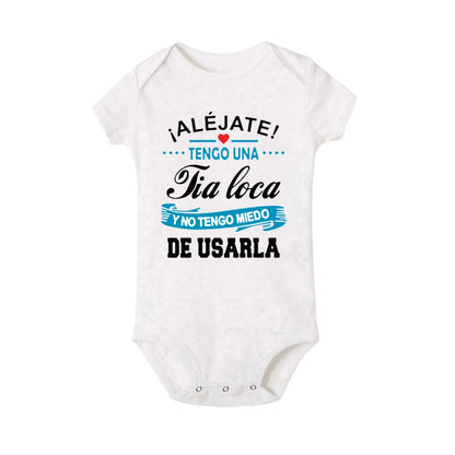 Bleiben Sie weg, ich habe eine verrückte Tante, ich habe keine Angst vor ihr Baby-Strampler, lustiger Säuglings-Body, kurzärmelige Overall-Outfits für Neugeborene.