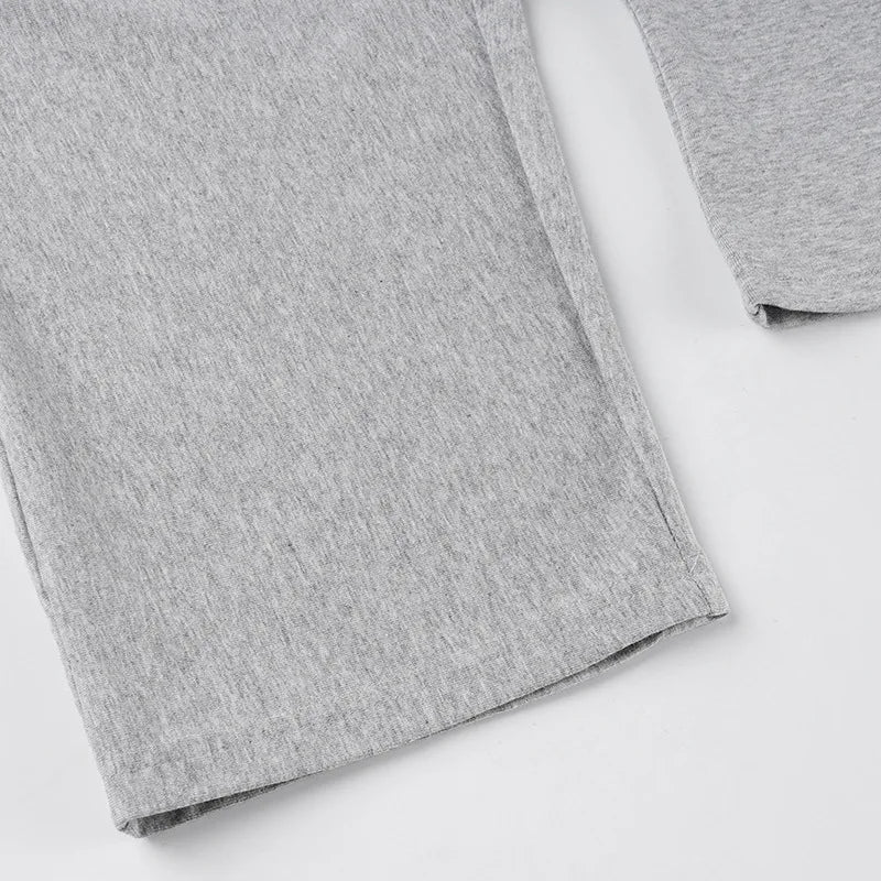 Trendix Basic Long Sleeve Crop Tops Women Summer O Neck Loose Casual Solid Pullover Top Ladies Street Party Club Fashion T Shirt