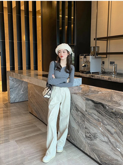 2025 grundlegende V-ausschnitt Chic Herbst Winter Pullover Frauen Weibliche Gestrickte Rippen Pullover Dünne Lange Hülse Badycon Hohe Qualität Pullover