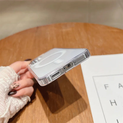 Magsafe Magnetic Charge Phone Case For Samsung Galaxy S25 S24 S23 Ultra S22 Plus S21 FE A16 A15 A35 A55 Clear Acrylic Slim Cover.