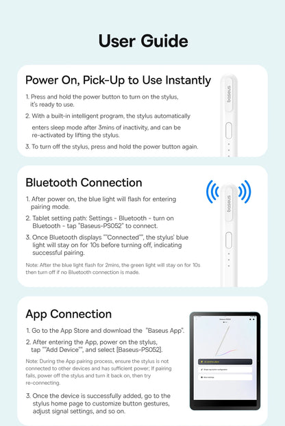 Baseus 3rd Gen Bluetooth Stylus for Apple Pencil Palm Rejection Compatible with iPad pro Mini Air 2024 2022-2018 for Apple Pen