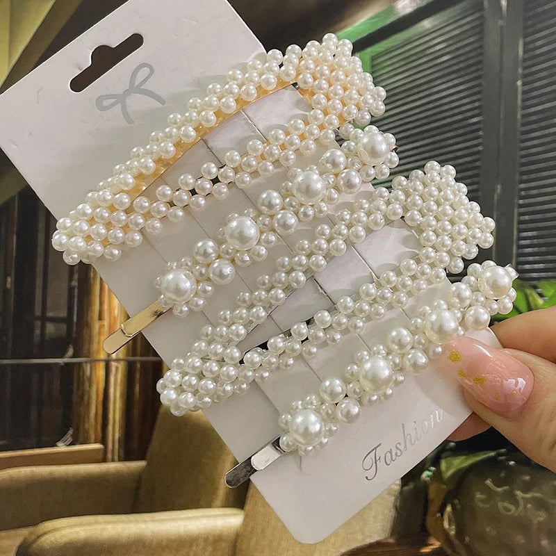 Simulated Pearl Hair Clips For Women Korean Women Hairpins Girl Geometric Hair Barrettes Fashion Hairgrip Hair Accessories.