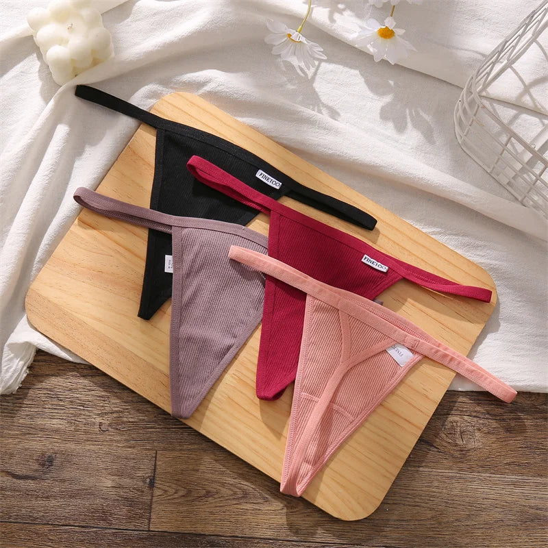 7Pcs/Set Women’s Sexy Panties Seamless Cotton Low Rise Thongs Fashion Solid Color Soft Breathable Underwear Female Cozy G-string.