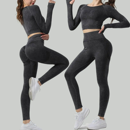 High Waist Yoga Pants Sand Washed Seamless Peach Butt Fitness Sportswear Tight Long Trousers for Women Autumn Season.