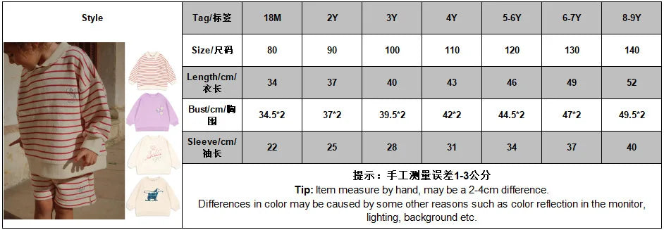 Konges Slojd Autumn Baby Boys Cotton Loose Sweatshirts Shorts Suits Kids Clothes Girls Casual Printed Striped Hoodies Tops Sets.