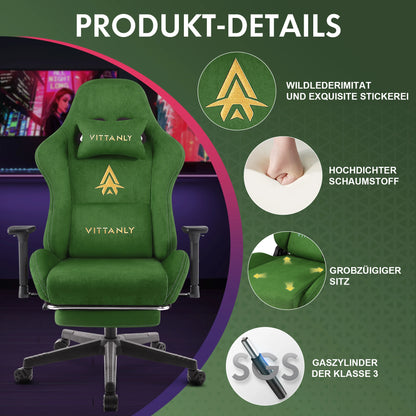 Ergonomischer roter Gaming-Stuhl für Erwachsene, Innen-PC, Computerstuhl, Rennbürostuhl, höhenverstellbarer Drehstuhl aus Wildleder