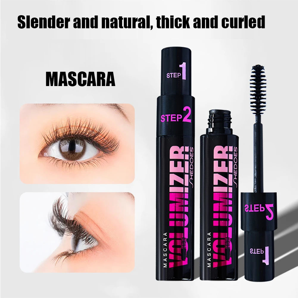 2 in 1 Curling Mascara Eye Cosmetics Waterproof Long Lasting Not Blooming Black Natural Thick Curling Lengthening Mascara Makeup.