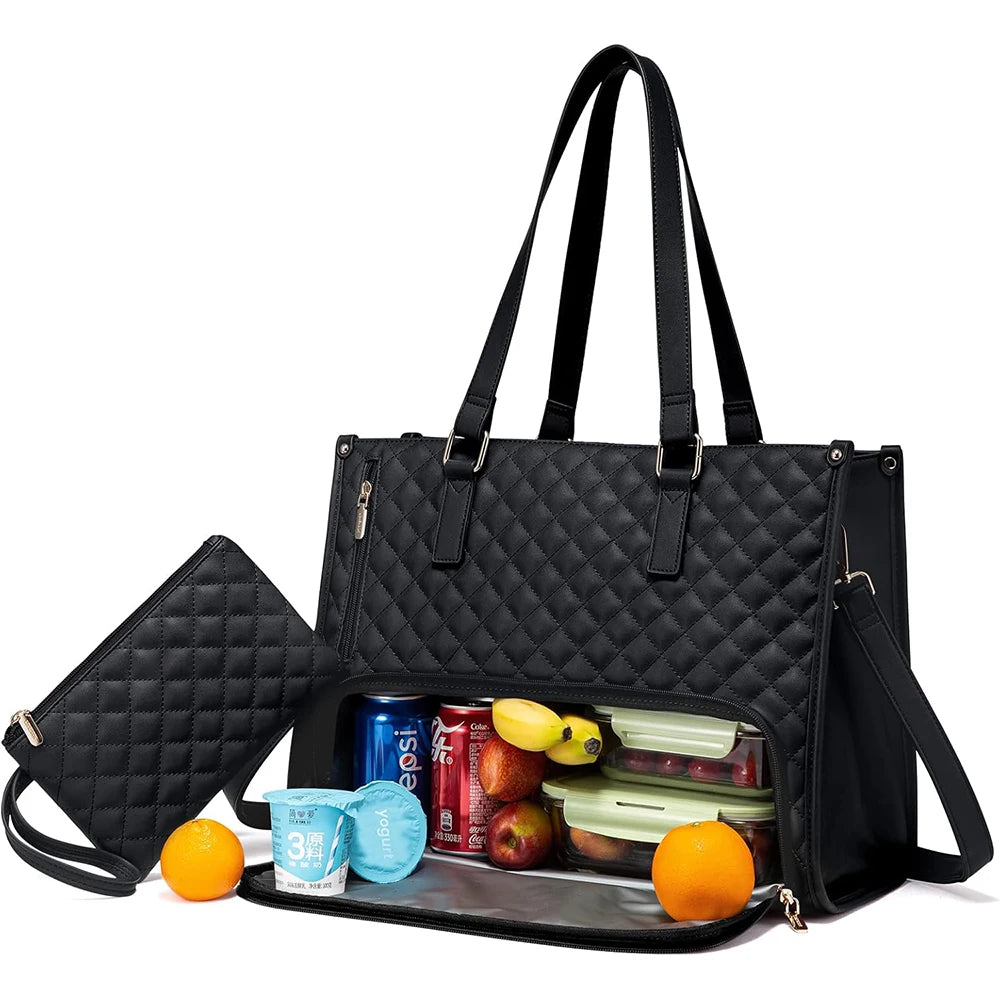 2-in-1-Lunch-Tragetasche für Damen, Schulter-Laptoptasche, großes Fassungsvermögen, mit isoliertem Fach, multifunktionale Picknicktasche für den Außenbereich.