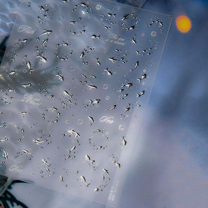 Ocean Theme 5D Nail Sticker Summer Beach Seashells Starfish Conch Scallop Shell Coral Self Adhesive Decoration Manicure Decal