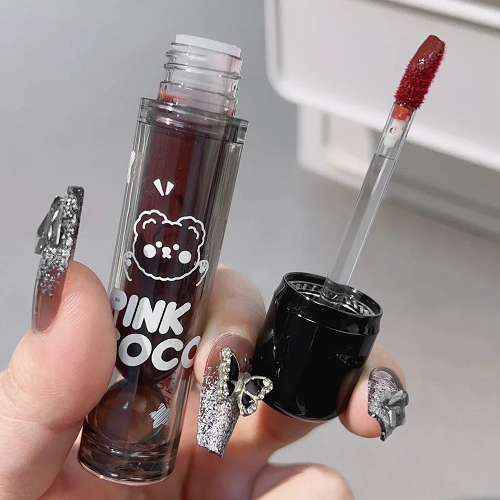 Dark Black Mirror Water Lip Gloss Moisturizing Juice Glass Tea Brown Red Lipsticks Lasting Non-stick Cup Korean Makeup Cosmetics.