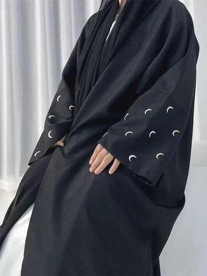 Ramadan Black Moon Abaya Kimono Kebaya Turkey Islam Muslim Modest Dress Damen Prayer Clothes Women Kaftans Robe Femme Musulmane.