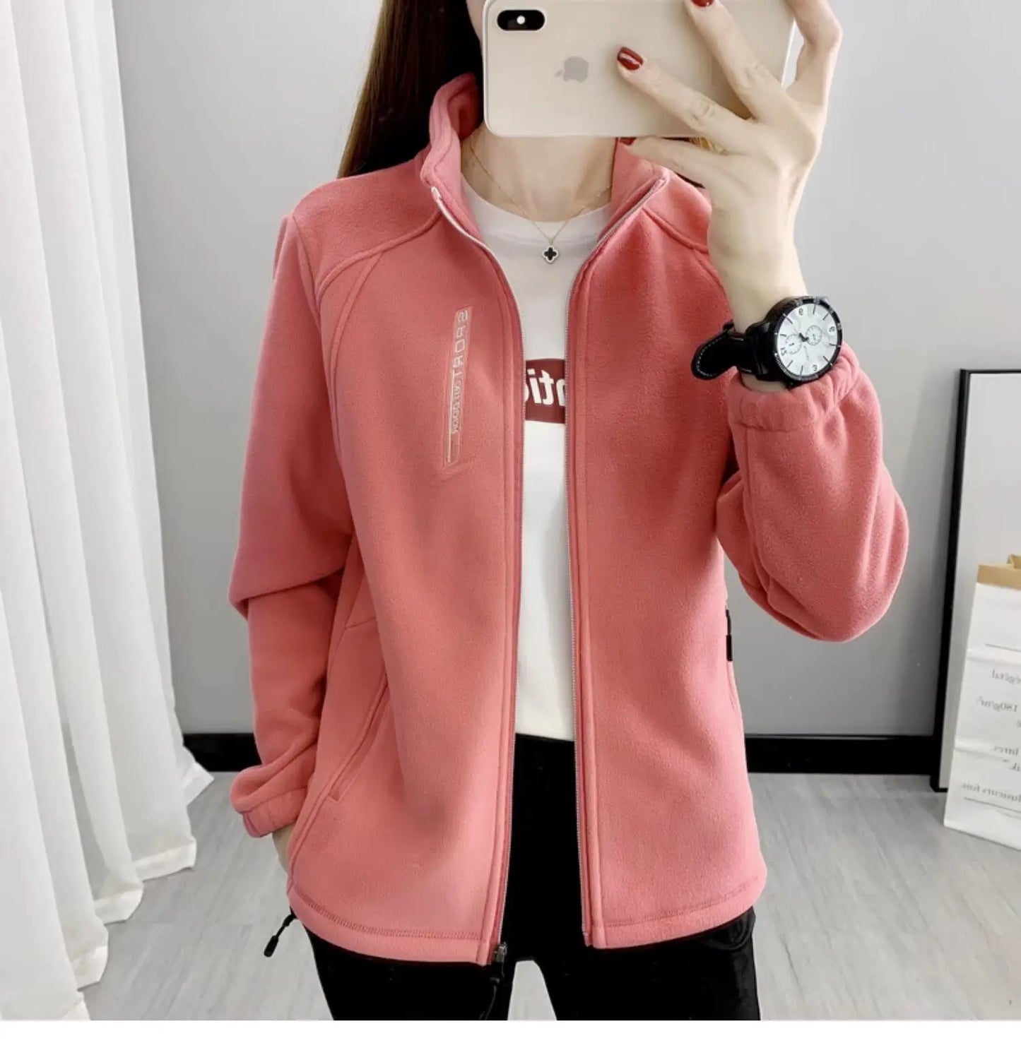 Plus Größe Herbst Winter Polar Fleece Warme Mantel Frauen Sweatshirt Outdoor Sport Casual Zipper Strickjacke Jacke Top Schlank Jugendliche.