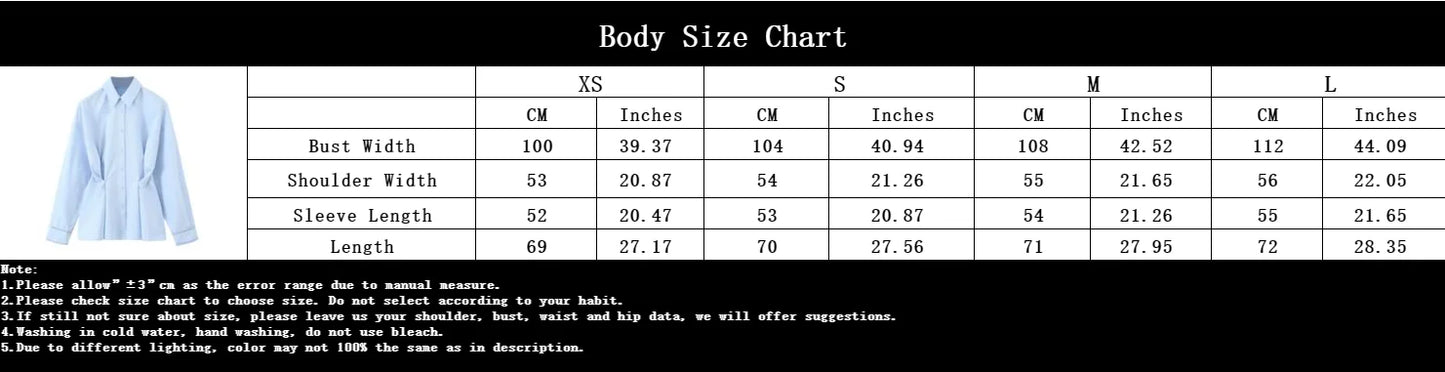 KONDALA Fall Women Elegant Blue Shirt Lapel Waist Buttons Shirt Office Lady Tops New 2025 Spring Autumn Fashion Commuter Shirt.