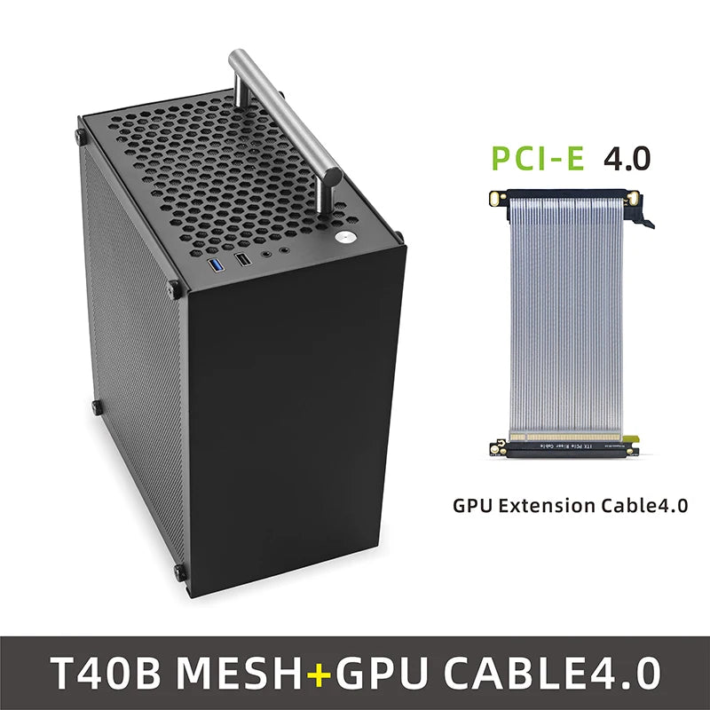 METALFISH T40 Mini ITX Black Case 7L Gaming Computer Chassis Compact transparent PC Support SFX PSU/70mm Cooler/206mm GPU