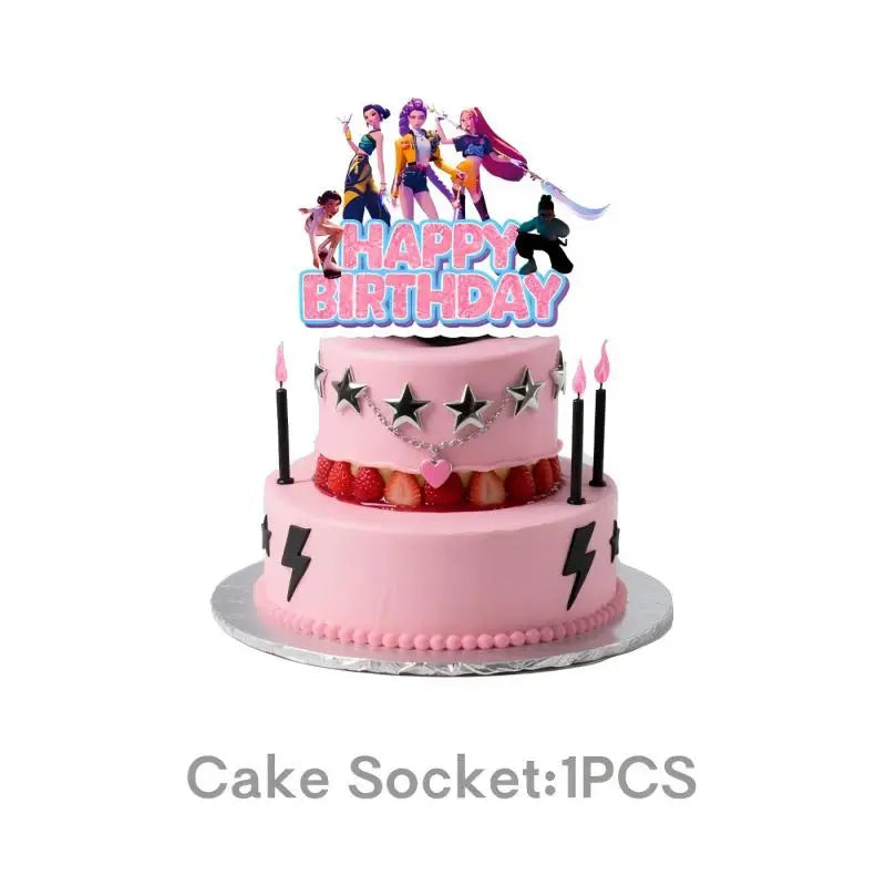 Kpop Demon Hunters Birthday Decorations Kpop Demon Hunter Birthday Theme Party Favors Supplies Plates Cup Balloons Backdrop Gift.