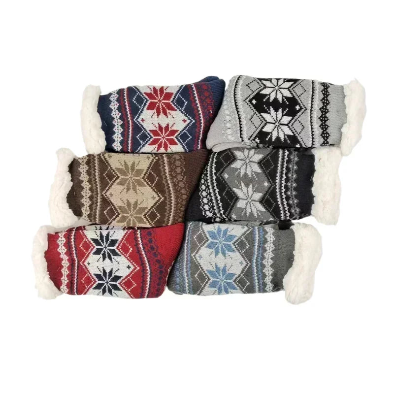 Mens Fluffy Sock Thermal Winter Warm Short Soft Non Slip Floor Fuzzy Fleece Plush Grip Sleeping Slipper Sock Male Christmas Gift.