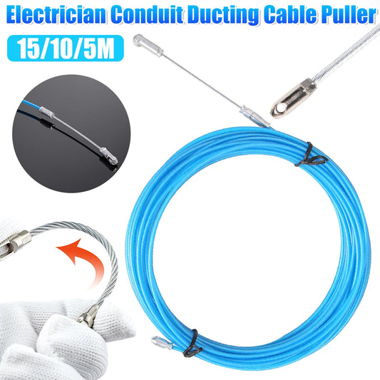 15/10/5M Fiberglass Cable Puller Electric Cable Guide Device Nylon Duct Snake Wire For Electrician Fish Tape Wire Aid Tool.