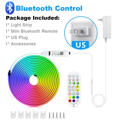 Tuya Smart WiFi LED Neon Light Strip 12V Black Silica Gel Tube RGB Bluetooth APP Neon Lamp Tape For Home Room Christmas Decor