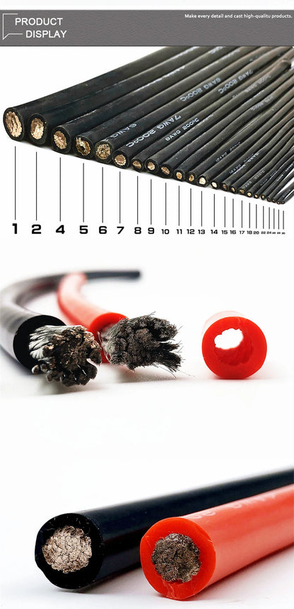 Black Red Silicone cable Super soft Silicone wire 1-26 Gauge Tinned copper Electrical wires 1 2 4 5 6 7 8 9 10 11 12 13 14 AWG.