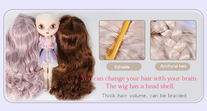 ICY DBS Blyth Doll BJD Joint Body tan Skin Matte Face Set Doll 1/6 30cm Girl Gift Anime SD.