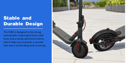 ES80/M365 X1 Electric Scooter 36V 10.5Ah 500W Motor 35KM Long Range 31KM/H 8.5Inch Solid Tires Foldable Smart APP EScooter.