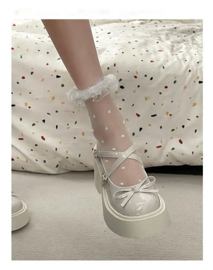 Women's Spring Round Toe Pumps Chunky Heel Mary Janes Shoes Platform Shoes for Women Dress Students Women's Lolita Heeled Shoes.