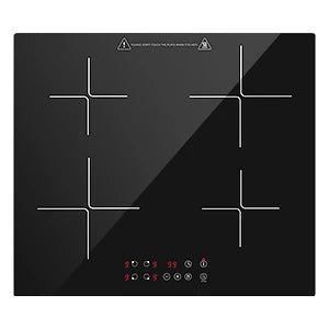 Induction Hob 4 Plates Built-in Electric Cooktop 60cm Booster Touch Control 6000W 9 Power Levels 1-99Minute Timer Child Lock.