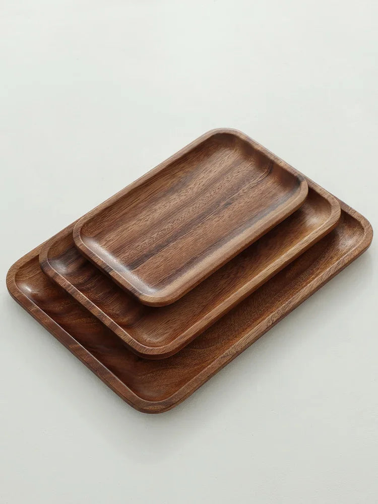 Wooden Tray Rectangular Solid Wooden Serving Tray Coffee Dessert Tea Storage Tray Kitchen Accessories.