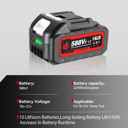 ONEVAN 18V 588VF 22900mAh Lithium-Ionen-Akku mit Ladegerät für Elektroschrauber Kettensäge Elektrowerkzeug-Akku