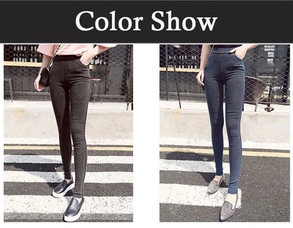 BIVIGAOS Fashion Women Basic Casual Slim Stretch Denim Jeans Leggings Pencil Pants Thin Skinny Jeggings Korean Womens Clothing.