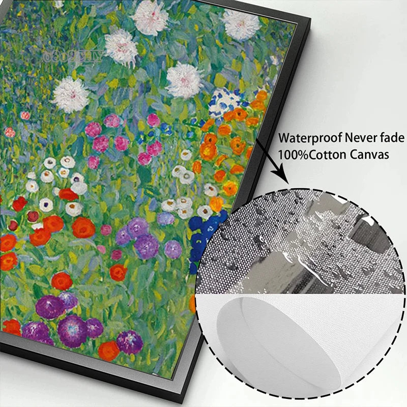 Gustav Klimt Flower Garden Sunflowers Church Canvas Oil Painting Abstract Plants Flowers Wall Art Poster Nordic Home Decor Mural.