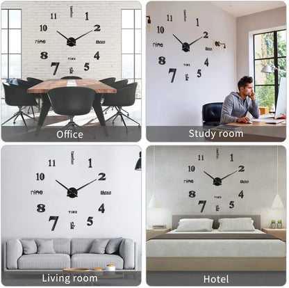 3D Große Wanduhr DIY Spiegel Wand Aufkleber Für Home Wohnzimmer Dekor Rahmenlose Quarzuhren Selbstklebende Hängende Uhren