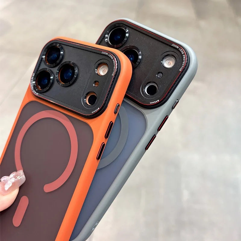 Original For Magsafe Magnetic Matte Phone Case For iPhone 14 15 16 17 Pro Max 17 Air Shockproof Armor Camera Protection Cover.