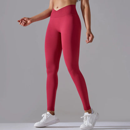 Crossover Waist Women Yoga Leggings Hips Lifting Gym Leggings Seamless Sport Pants High Waist Fitness Leggings Workout Running.