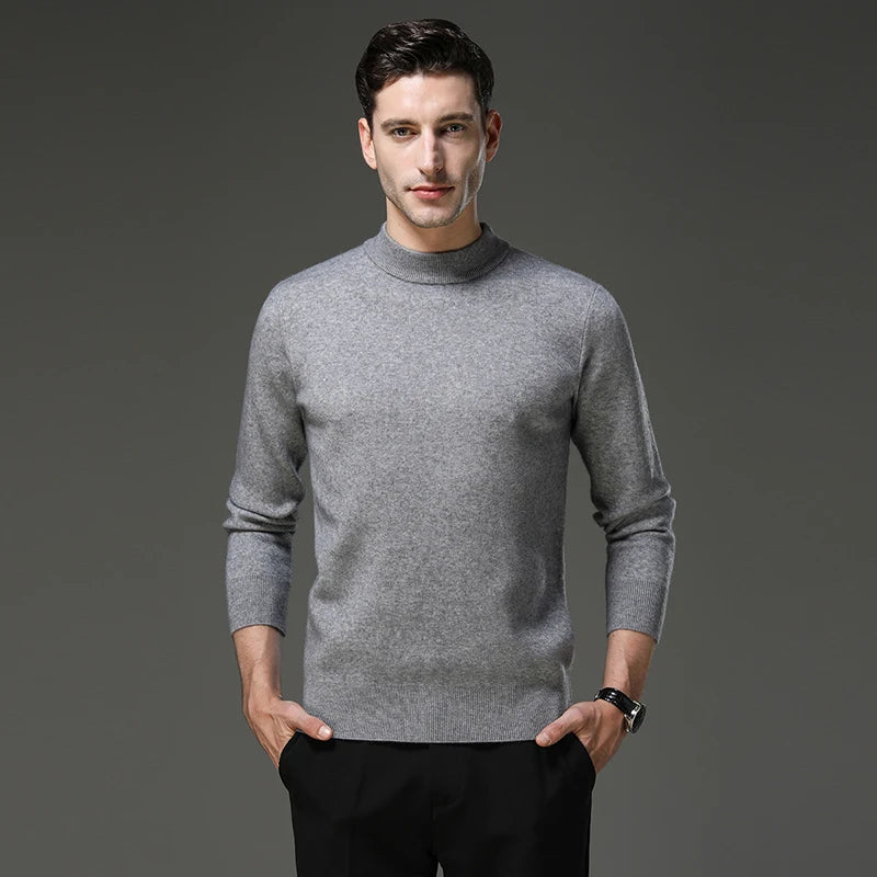 High End Anti-pilling Thick New Fashion Brand Casual Knit Pullover Sweater Half Turtleneck Mens Jumper Designer Clothing