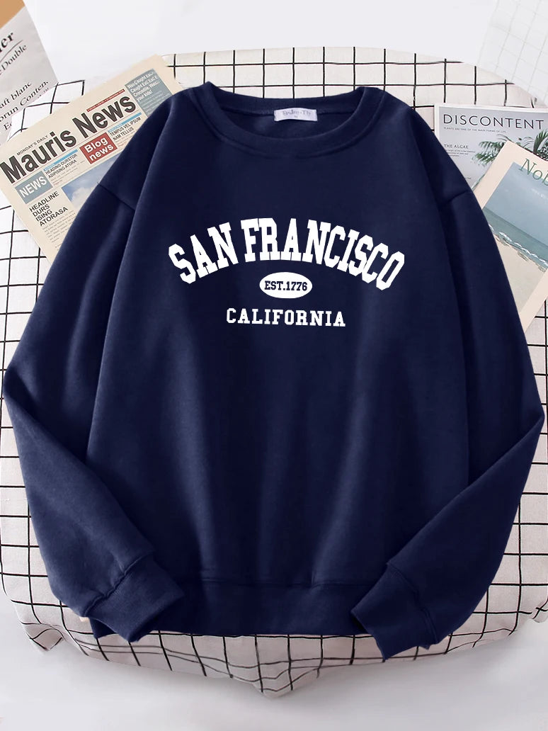 Sanfrancisco Est.1776 California Letter Street Hoodies Women Street Fit Hoodie Hipster Oversized Hoody hip hop All-match Top.