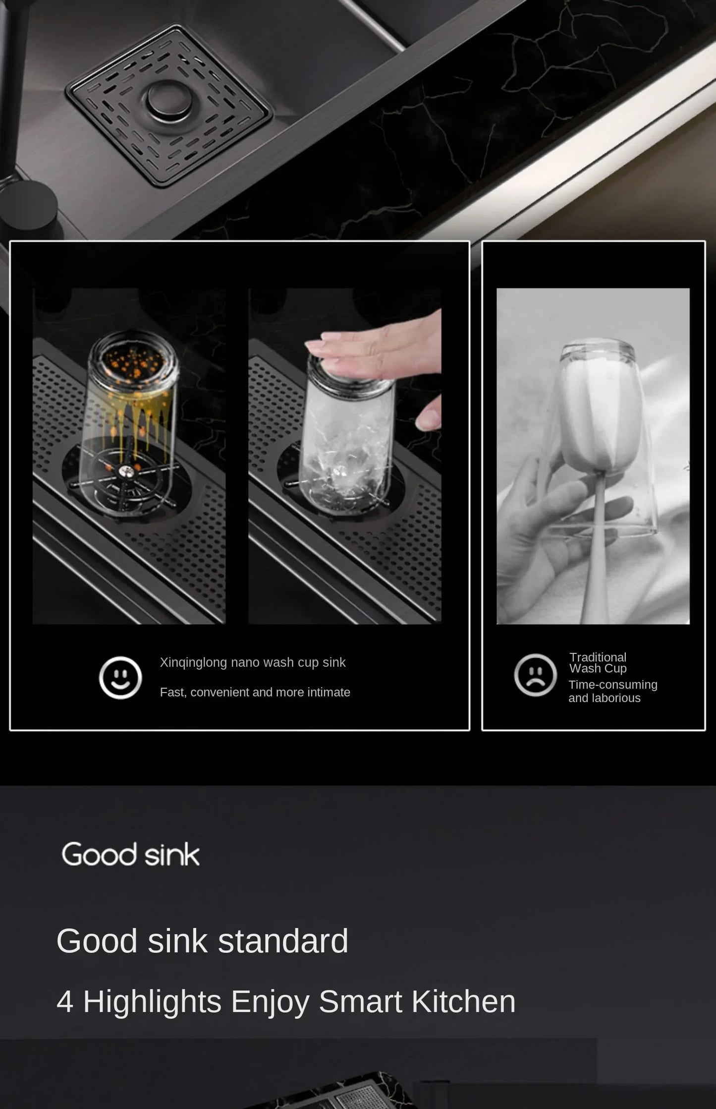 55 cm x 32 cm, 304 Nano-Edelstahl, versteckter Waschbecken-Klapphahn mit großem Einzelschlitz und Abdeckplatte, Bartheke, Tassenscheibe