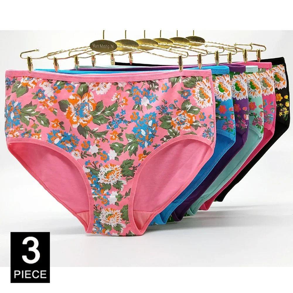 Women Panties Cotton Underwear Plus Size Briefs Female Knickers Lady Lingerie Girl intimate Underpants 3 Pieces/lot.