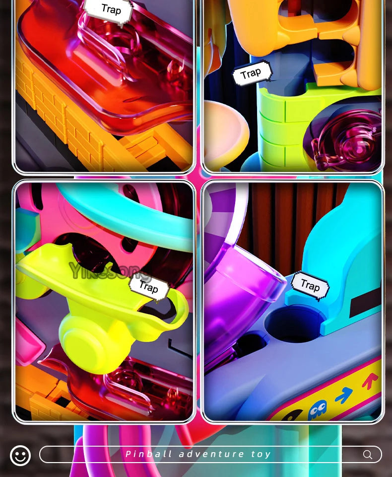 Educational Montessori Toy Multi-Layer Track Adventure Game Rail Rolling Ball Model Interactive Brain for Children Kids.