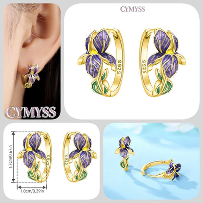 Original 2025 S925 Sterling Silver Zircon 18K Gold Lining Vintage Hoop Earrings for Women Birthday Party Wedding Gift Jewellery.