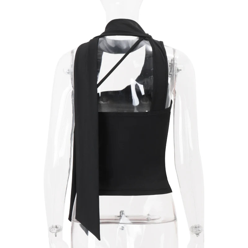 WhereMery Irregular Black Off Shoulder Tube Top Y2K Fashion Sleeveless Backless Tops Autumn New For 2025 High Street Women Vest.