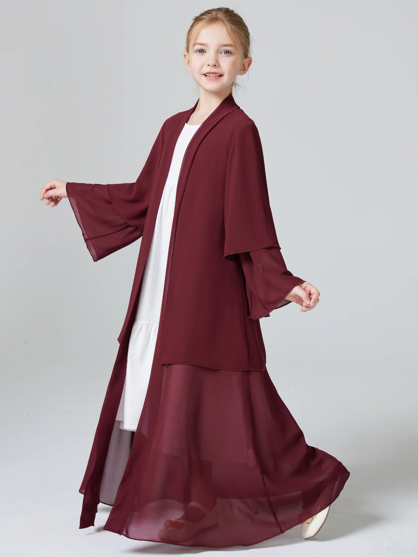 Ramadan  Muslim kids Girls Abaya Solid Long Kaftan abaya enfant Robe Dress Kebaya Kids Clothes For Gift (Without Hijab).