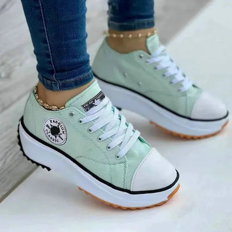 Shoes for Women Classic White Canvas Sneakers Fashion Platform Women Casual shoes High Quality Lace-Up Feamle Tennis Shoes 35-43.