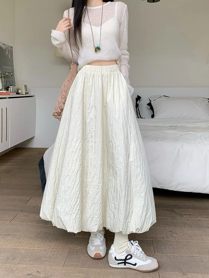 High Quality Cotton-padded Bud Skirts Women  Fall Winter Pocket Long Skirts Female Korean Fashion Apricot Streetwear Faldas 2025.