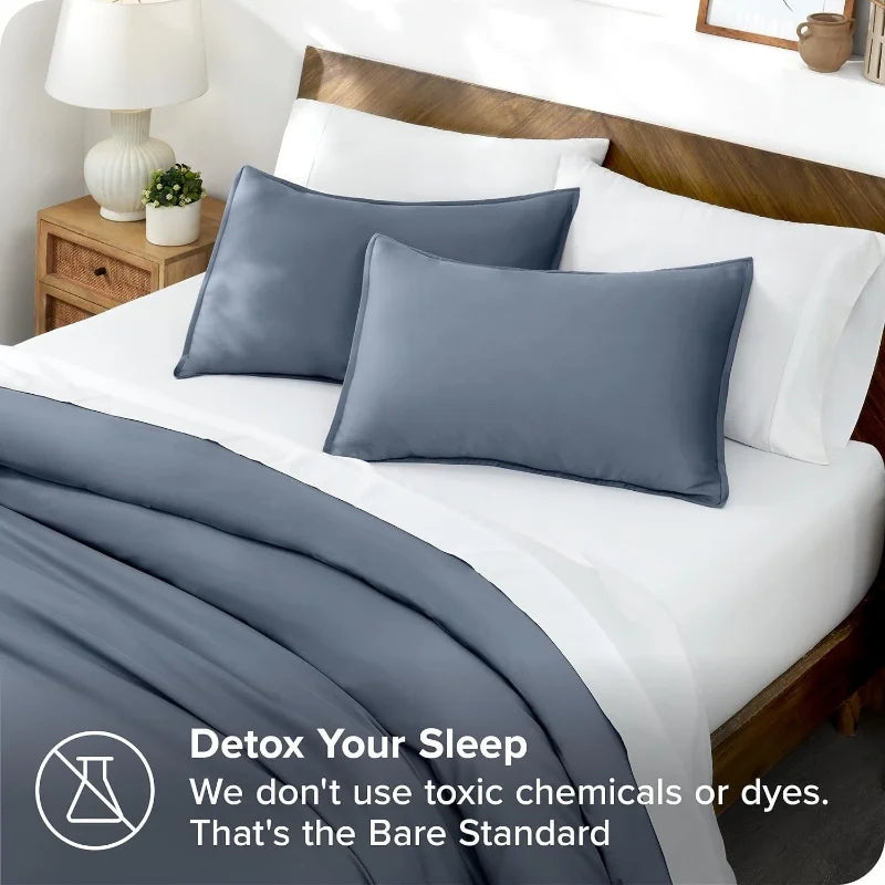 3pcs Lyocell Bamboo Fiber Duvet Cover Set,Luxury Solid Summer Silky Cooling Bedding Set(no Sheet),Single Quilt Cover+Pillowcases.