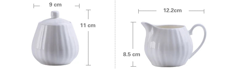 Plain white bone china cafe sugar bowl cream boat, pumpkin creative design, cafe milk jug, milk pitcher, coffee accessories.